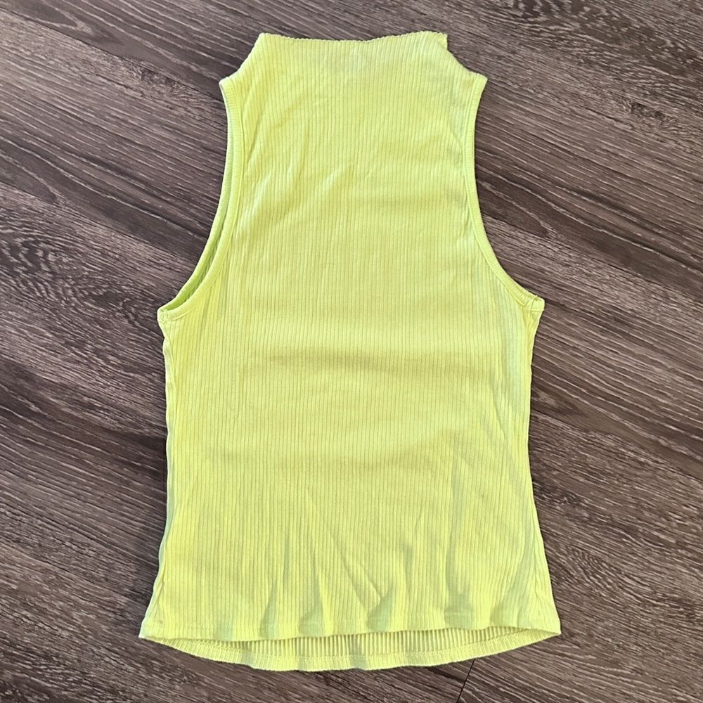 Maeve Neon Lime High Neck Ribbed Tank